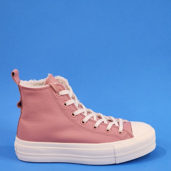 Converse CTAS Hi Lift Lined Leather Rust Pink Platform Sneakers A04256C NWT - Picture 2 of 6